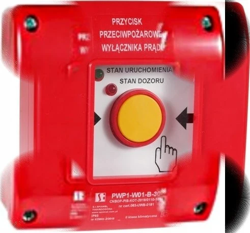 Gaisrinis avarinio išjungimo mygtukas su LED indikacija