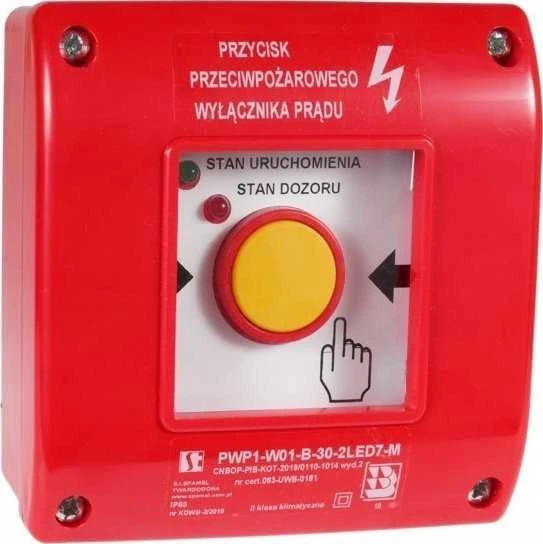 Spamel PWP1 priešgaisrinis jungiklis su geltonu mygtuku