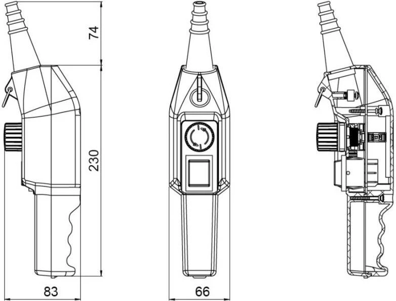 PKS-2W02 valdymo pulto techninis brėžinys su matmenimis