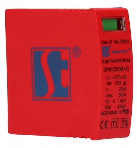„Spamel“ viršįtampių ribotuvas, 1+2 tipo (B+C klasės), vienpolis SPMO30B+C\1P