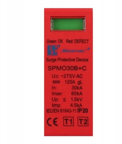 „Spamel“ viršįtampių ribotuvas, 1+2 tipo (B+C klasės), vienpolis SPMO30B+C\1P