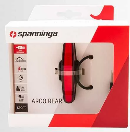 SPANNINGA Galinis žibintas Arco XB 30 liumenų usb juodas (NAUJAS)