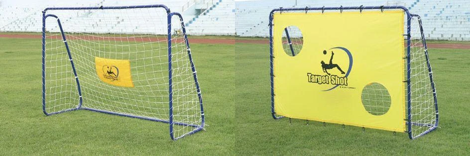 Lengvai surenkami mobilūs futbolo vartai + atmušimo sienelė Spartan 213x152x76cm