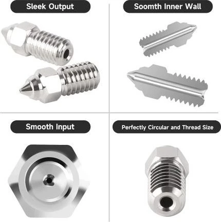 3D spausdintuvo purkštukų komplektas 2vnt (0.4mm ir 0.6mm) skirti ENDER-3V3SE ENDER-7 ir ENDER-5S1 varinio lydinio dengti nikeliu CREALITY