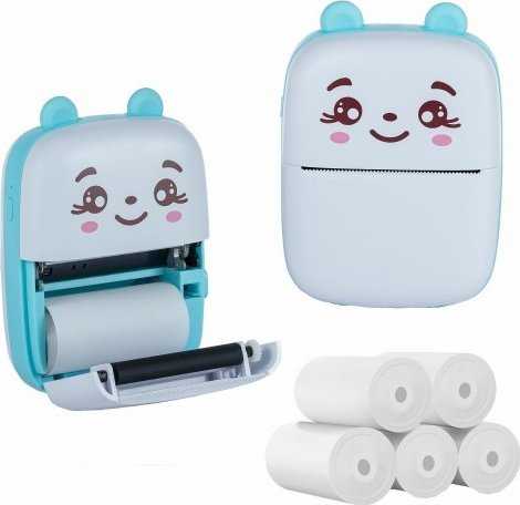 Etikečių spausdintuvas ExtraLink EXTRALINK EPP-002 PORTABLE MINI Spausdintuvas Mėlynas + PAPIER TERMICZNY ZWYKŁY 5 SZT