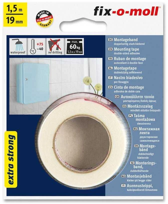 Dvipusė lipnioji juosta Fix-O-Moll, 1,5 m x 19 mm