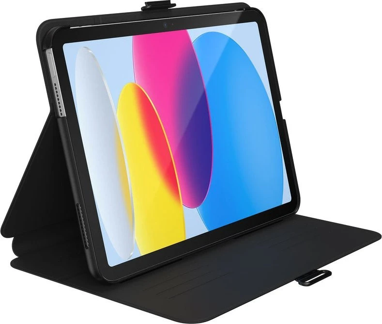 Speck „Balance Folio“, skirtas „iPad 11“ (2025) / 10,9“ (2022) planšetiniams kompiuteriams, su MICROBAN danga, magnetu ir juodu stovu.