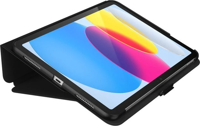 Speck „Balance Folio“, skirtas „iPad 11“ (2025) / 10,9“ (2022) planšetiniams kompiuteriams, su MICROBAN danga, magnetu ir juodu stovu.