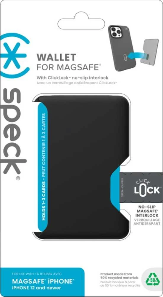 Dėklas Speck „ClickLock“ piniginė, skirta „MagSafe“ - „MagSafe“ magnetinė piniginė, juoda