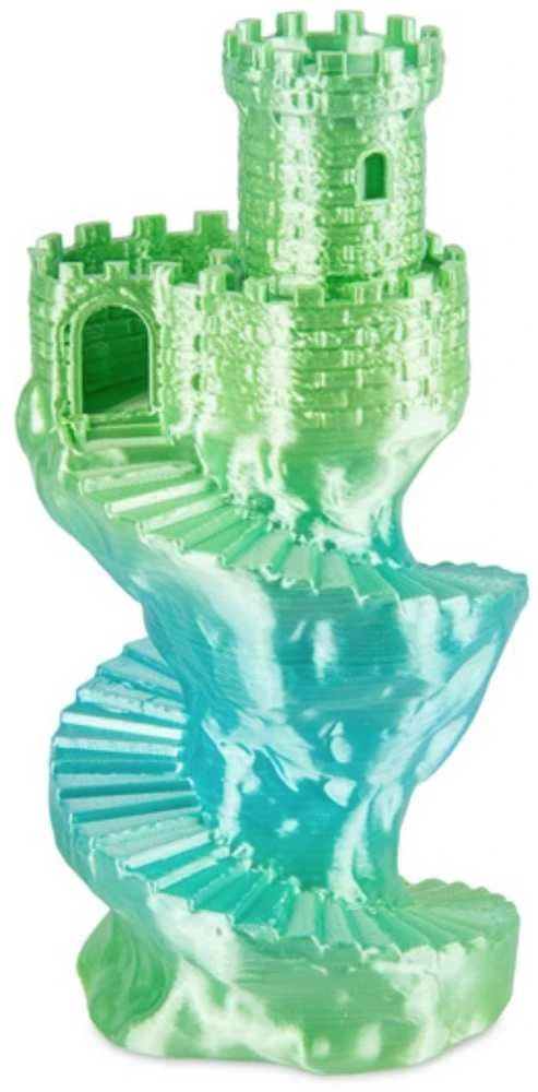 3D spausdinimo pavyzdys: žaliai melsva pilis