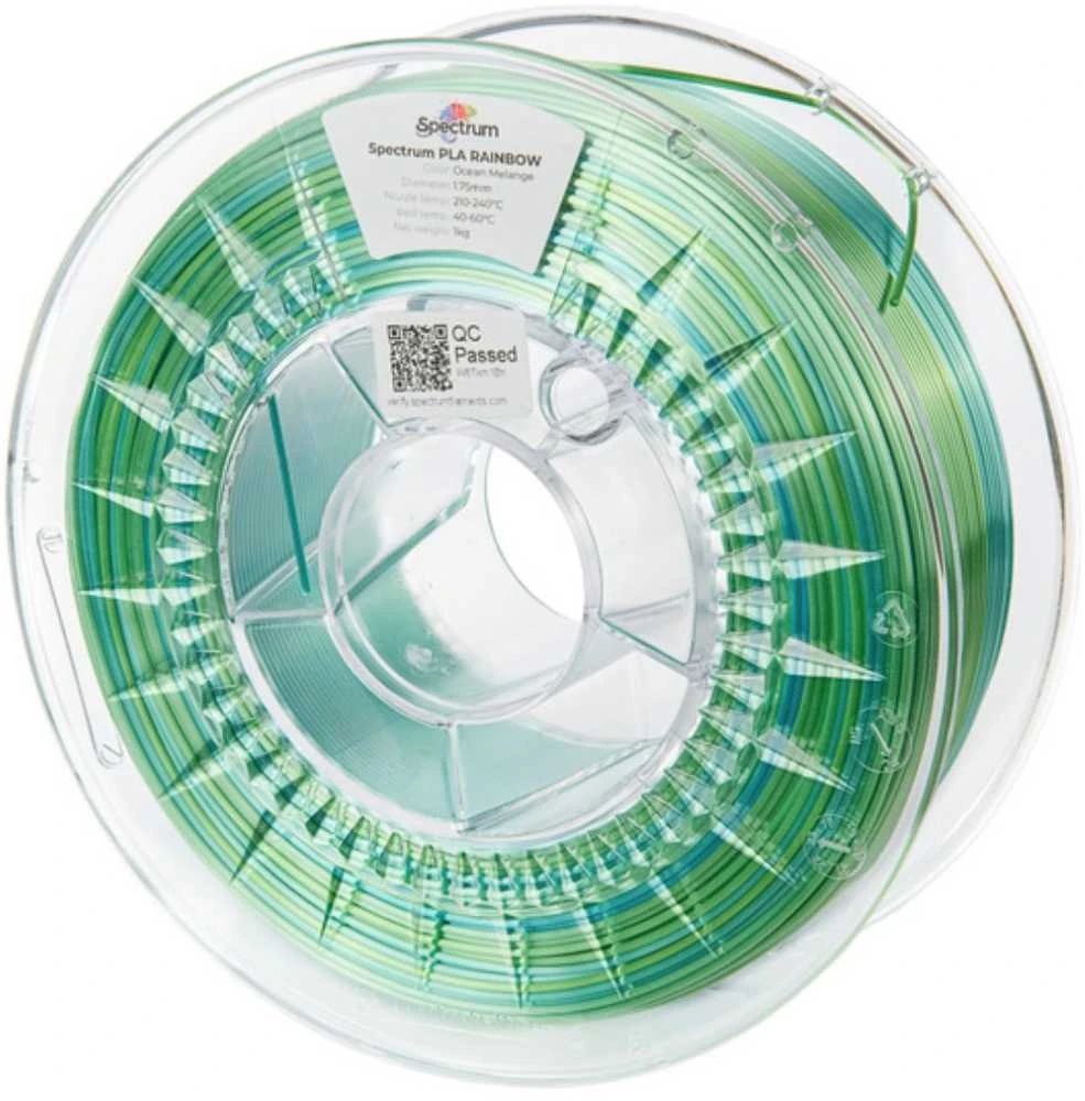Ocean Spectrum Filament PLA Silk Rainbow 1000g, vandenyno melanžo spalvos