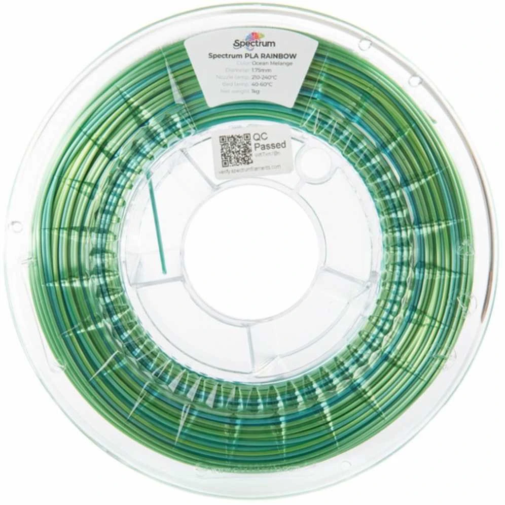 Ocean Spectrum Filament PLA Silk Rainbow 1000g, vandenyno melanžo spalvos