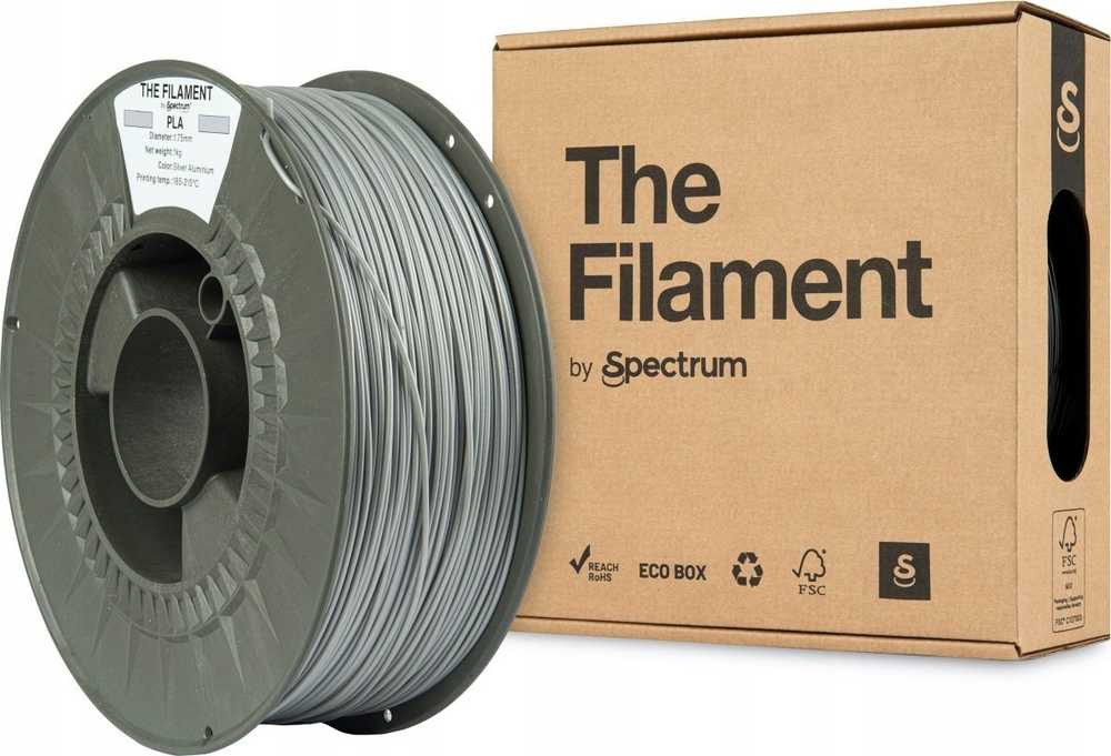 Spectrum 3D siūlas, PLA, 1,75 mm, 1000 g, TF-24006, sidabrinis aliuminis