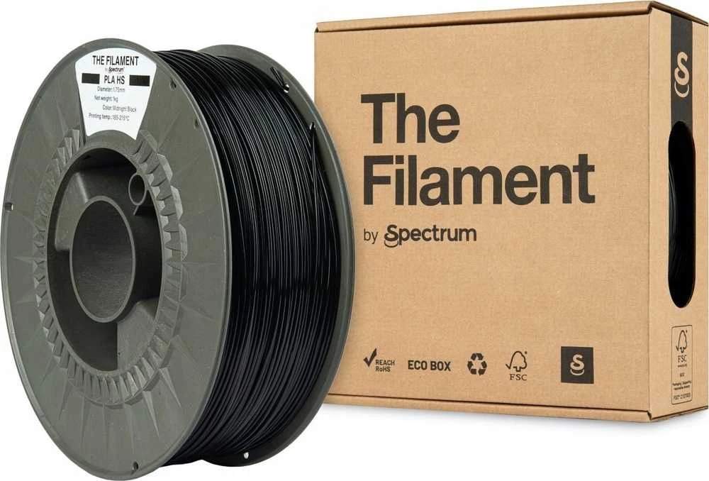 The Filament PLA HS juodas gijos ritinys su pakuote
