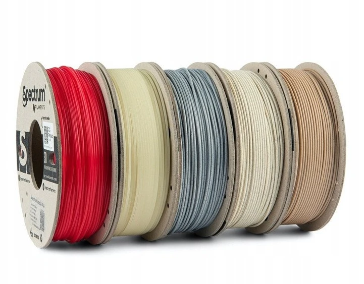 Spectrum Filament PLA specials 5x250g, mišinys, Stone Light, Stone Dark, Thermoactiv Raudona, Wood OAK, Glow Žalias