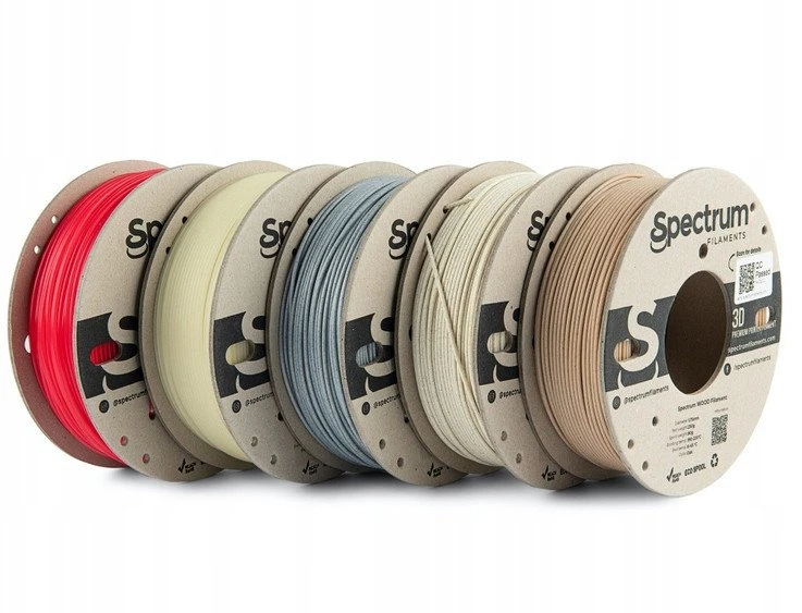 Spectrum Filament PLA specials 5x250g, mišinys, Stone Light, Stone Dark, Thermoactiv Raudona, Wood OAK, Glow Žalias