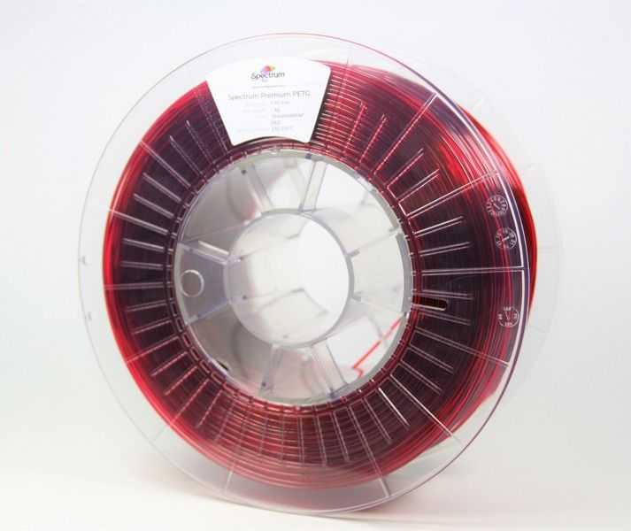 Spektro grupė SPECTRUMG 5903175657640 Filamentas SPECTRUM / PETG / SKAIDRUMAS Raudonas / 1,75 mm / 1kg