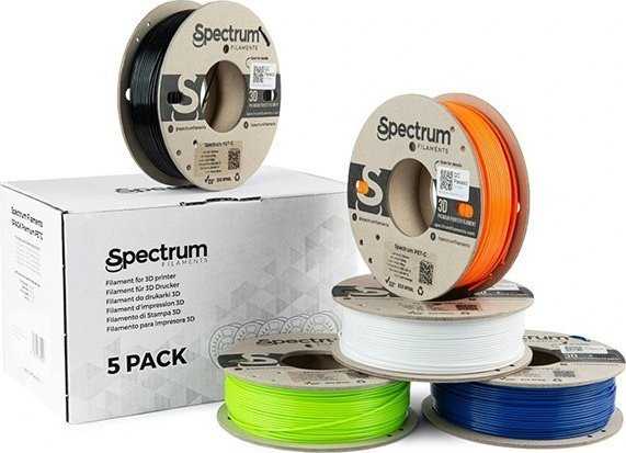 Plastikų rinkinys Spectrum PETG Premium - 1.75mm - 1.25kg - 5 spalvos