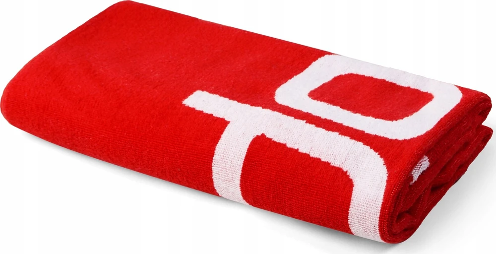 Raudonas Speedo rankšluostis su baltu logotipu