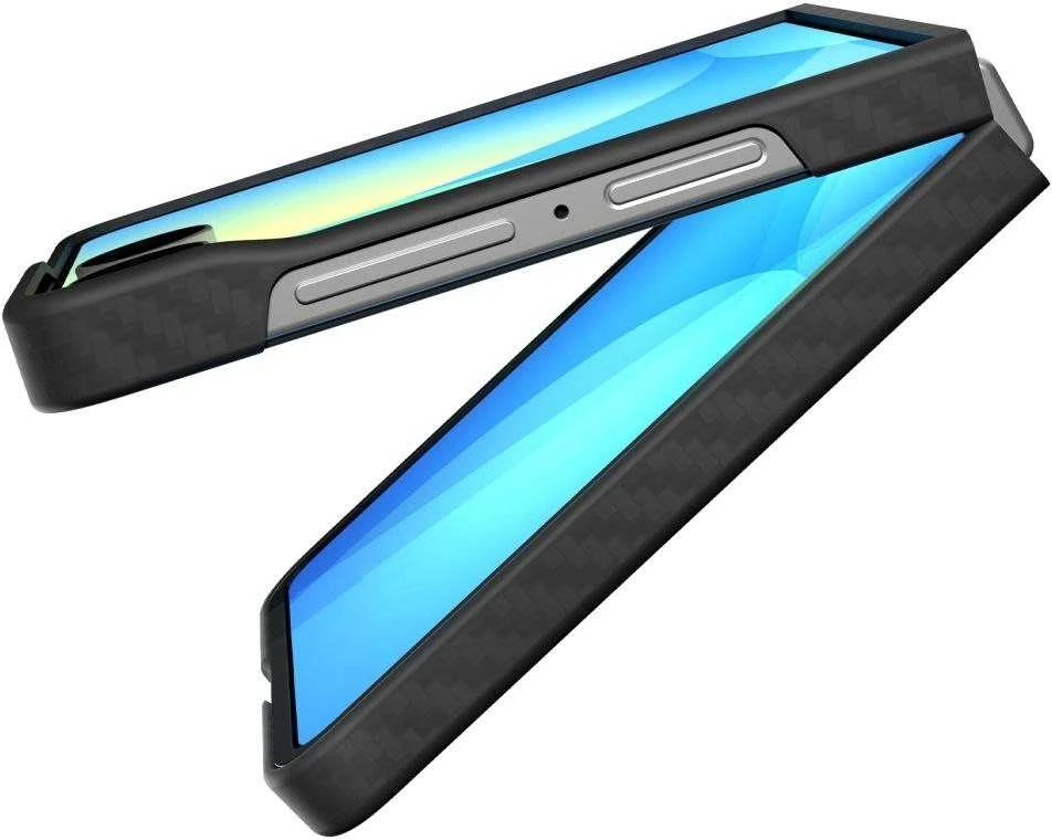 Juodas (Aramid) dėklas Samsung Galaxy Z Flip 7 telefonui „Spigen Airskin”