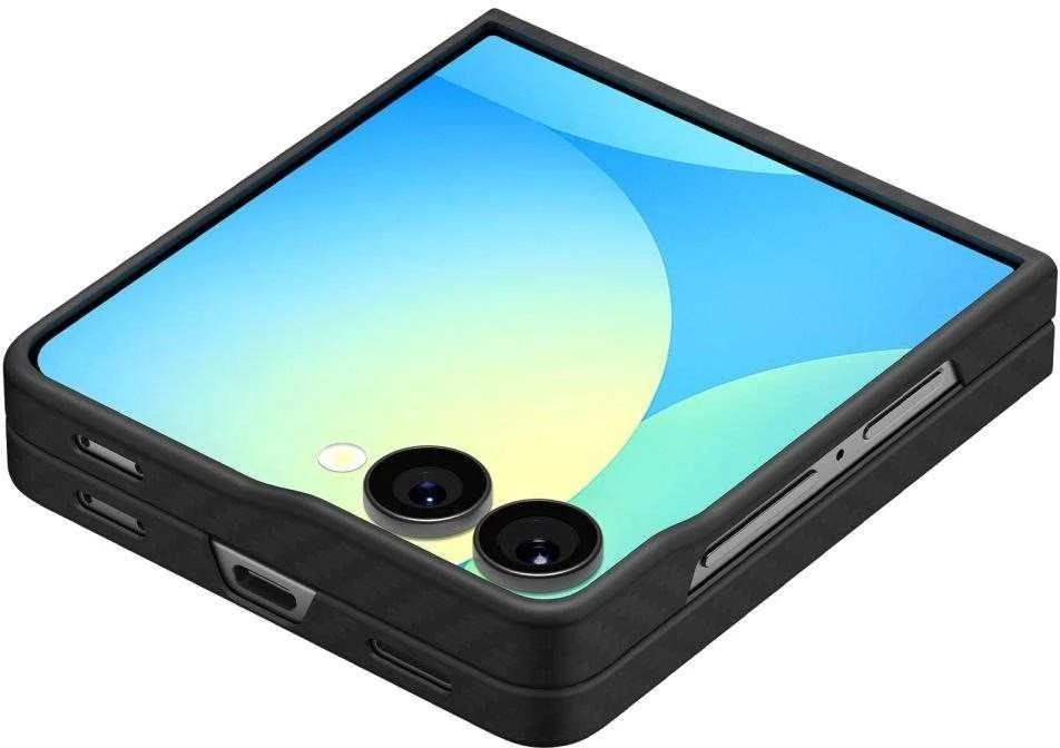 Juodas (Aramid) dėklas Samsung Galaxy Z Flip 7 telefonui „Spigen Airskin”