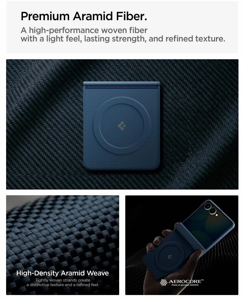 Dėklas Spigen AirSkin Aramid MagSafe Samsung Galaxy Z FLIP 8 NAVY