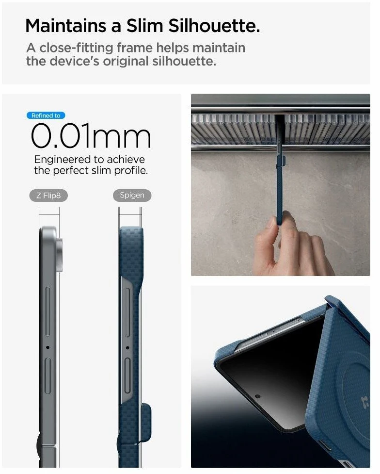 Dėklas Spigen AirSkin Aramid MagSafe Samsung Galaxy Z FLIP 8 NAVY