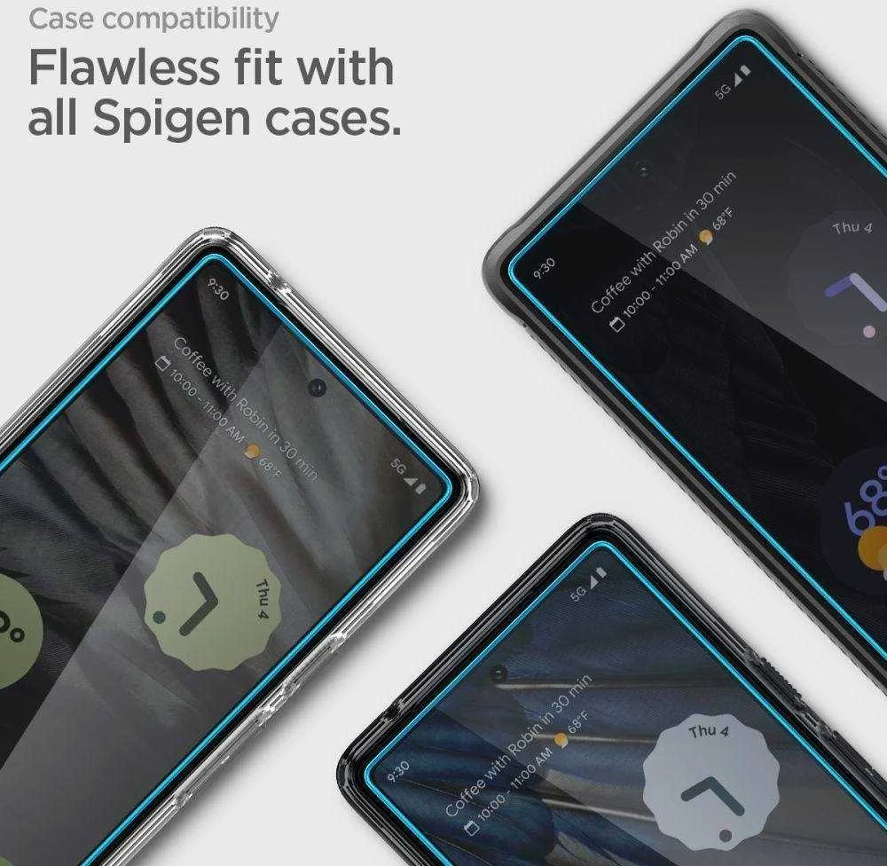 Spigen Alm Glas.TR 2 vnt. – Apsauginis stiklas skirtas Google Pixel 7A (Transparent)