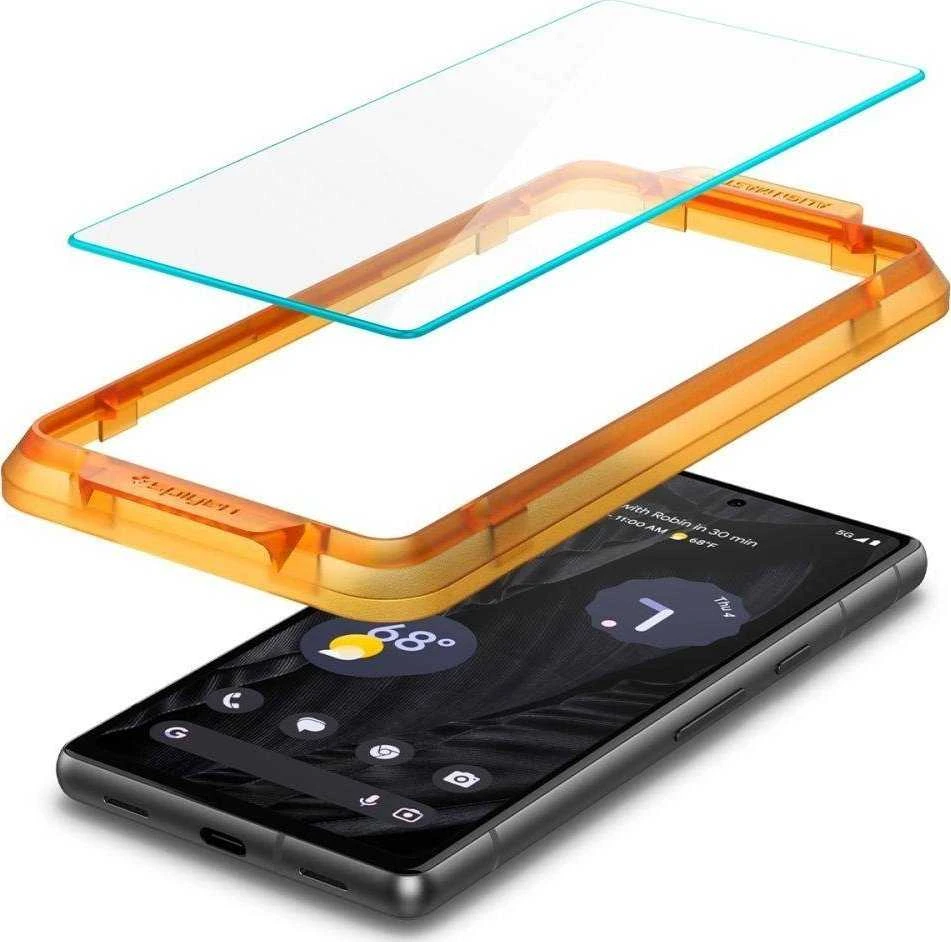 Spigen Alm Glas.TR 2 vnt. – Apsauginis stiklas skirtas Google Pixel 7A (Transparent)
