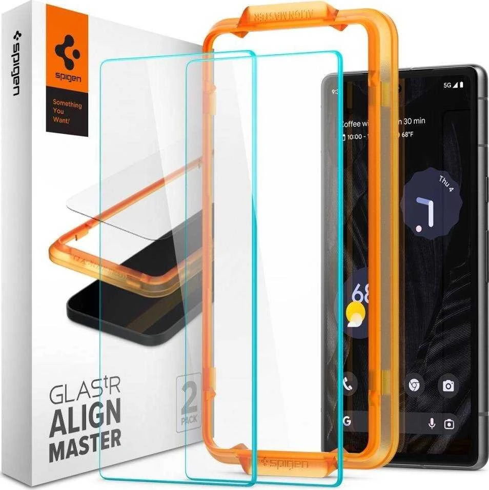 Spigen Alm Glas.TR 2 vnt. – Apsauginis stiklas skirtas Google Pixel 7A (Transparent)