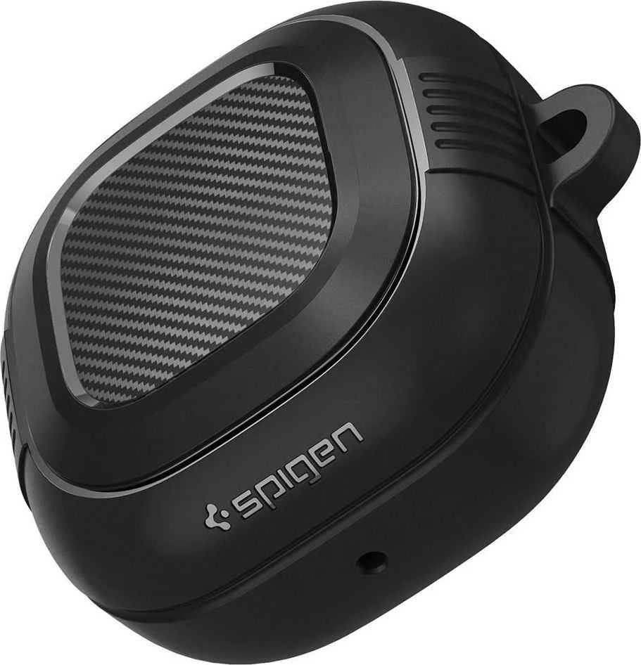 Spigen Rugged Armor, juodos spalvos – Samsung Galaxy Buds FE/Buds 2/Buds Pro 2/Buds Pro/Buds Live