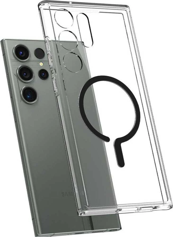 Spigen Ultra Hybrid Metal Ring (MagFit) dėklas skirtas Samsung Galaxy S23 Ultra, spalva - Juoda