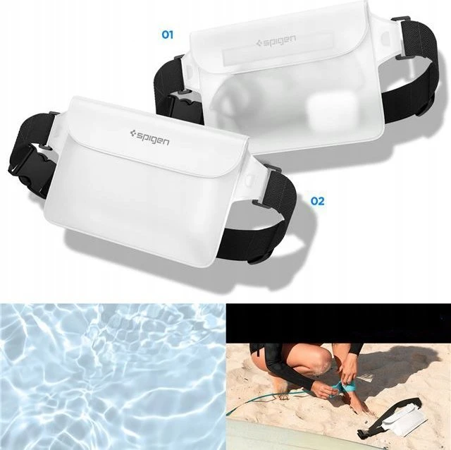 Spigen Aqua Shield vandeniui atspari juosmens rankinė A620, 2 vnt., sniego baltos spalvos