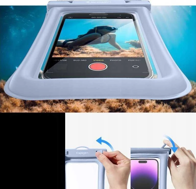 Spigen Aqua Shield vandeniui atsparus plūduriuojantis dėklas A610, 2 vnt., aqua mėlyna