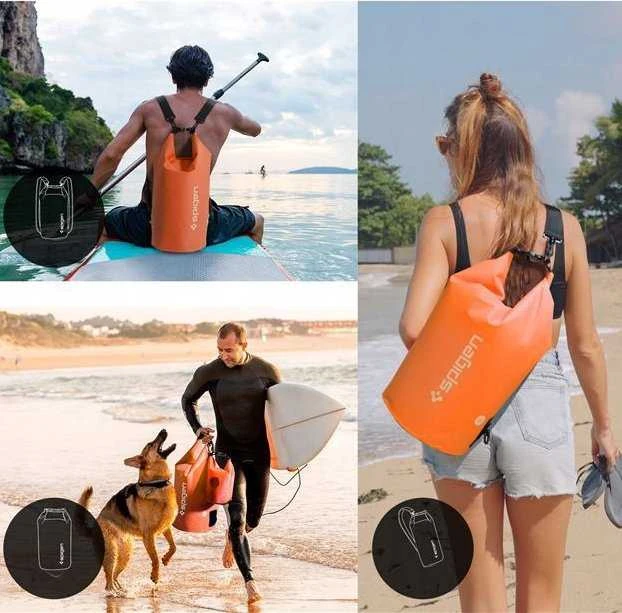 Spigen Aqua Shield vandeniui atsparus sausas krepšys 20L + 2L A630, saulėlydžio oranžinė