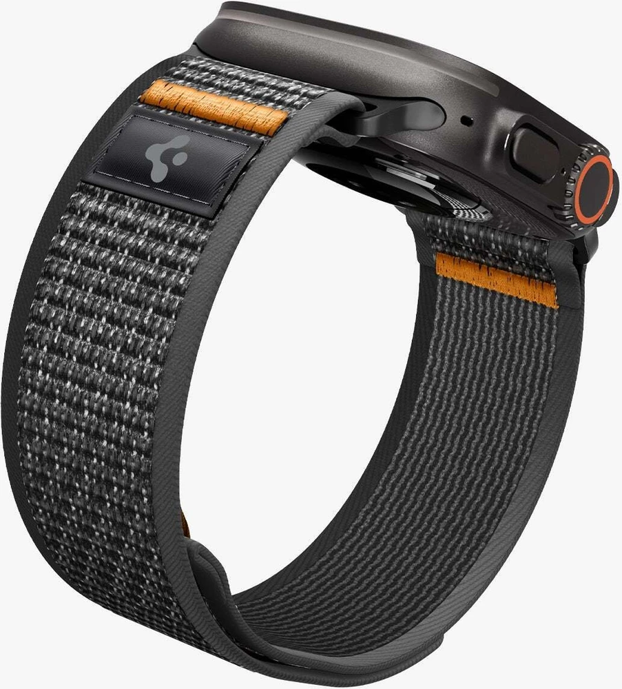 Spigen Athlex Air 2 aktyvus dirželis, juoda-oranžinė - Apple Watch 49mm/46mm/45mm/44mm