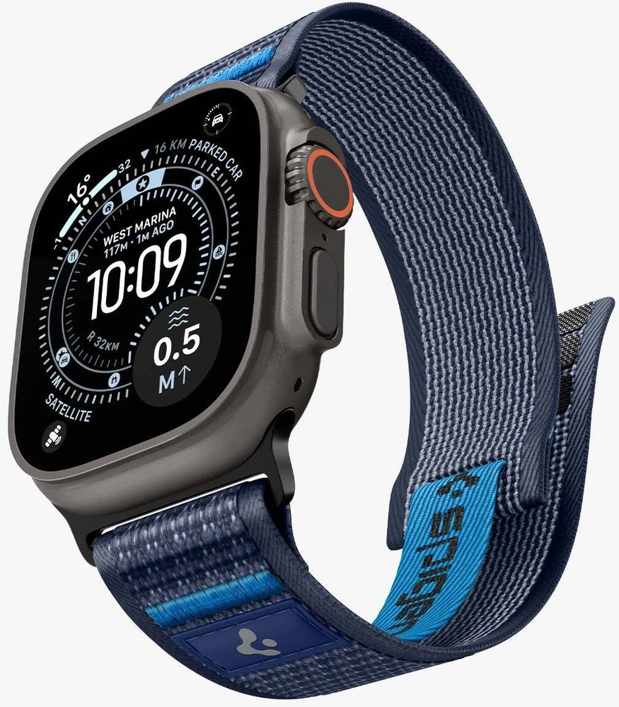 Spigen Athlex Air 2 aktyvus dirželis, tamsiai mėlynas - Apple Watch 49mm/46mm/45mm/44mm