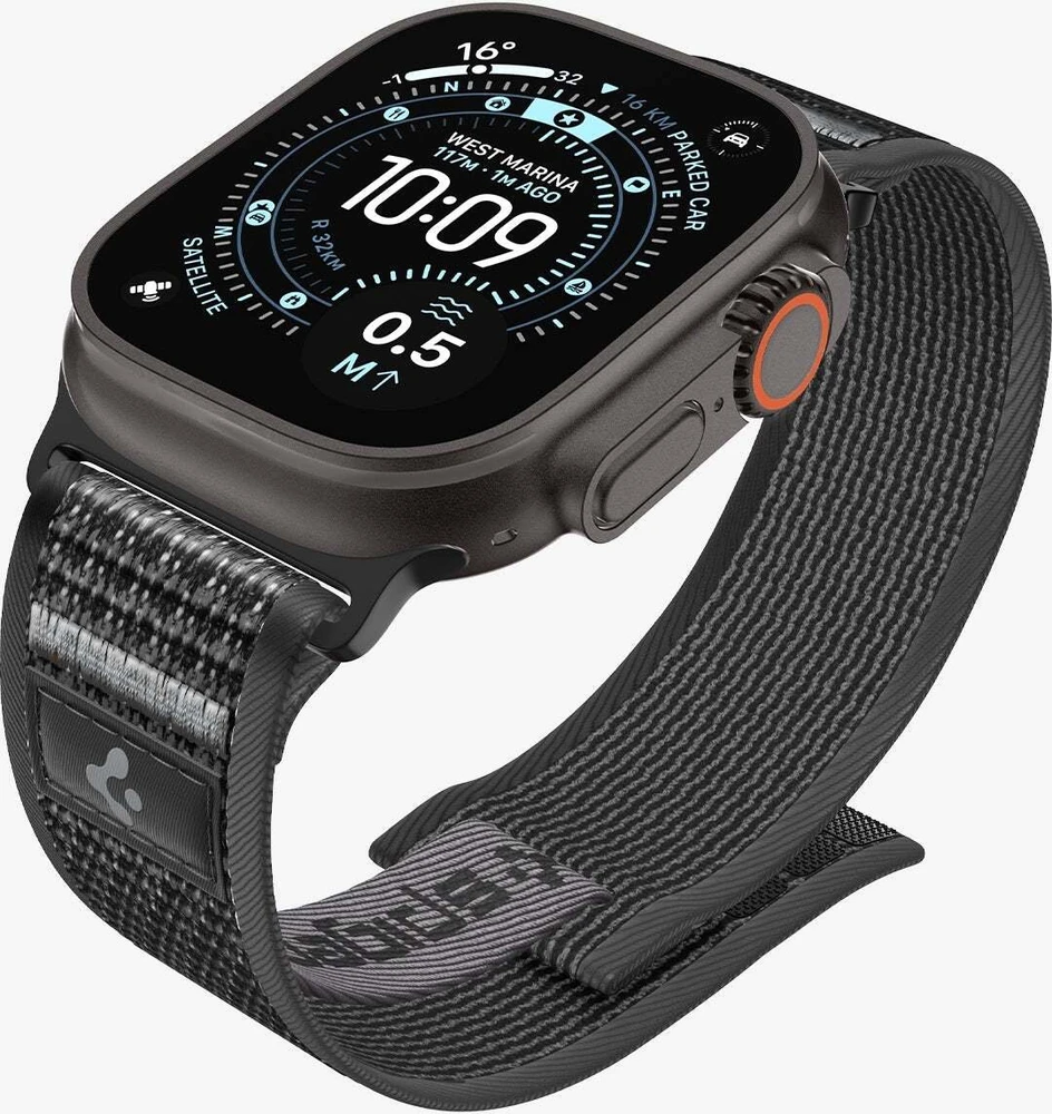 Spigen Athlex Air 2 aktyvus dirželis, juoda-pilka - Apple Watch 49 mm/46 mm/45 mm/44 mm