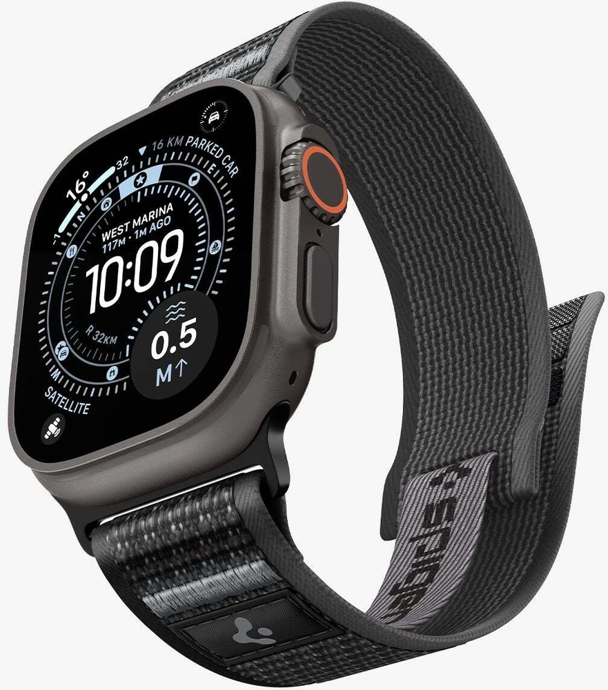 Spigen Athlex Air 2 aktyvus dirželis, juoda-pilka - Apple Watch 49 mm/46 mm/45 mm/44 mm