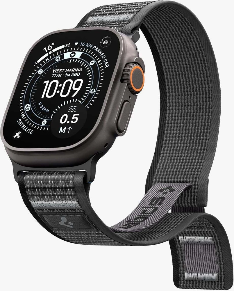 Spigen Athlex Air 2 aktyvus dirželis, juoda-pilka - Apple Watch 49 mm/46 mm/45 mm/44 mm