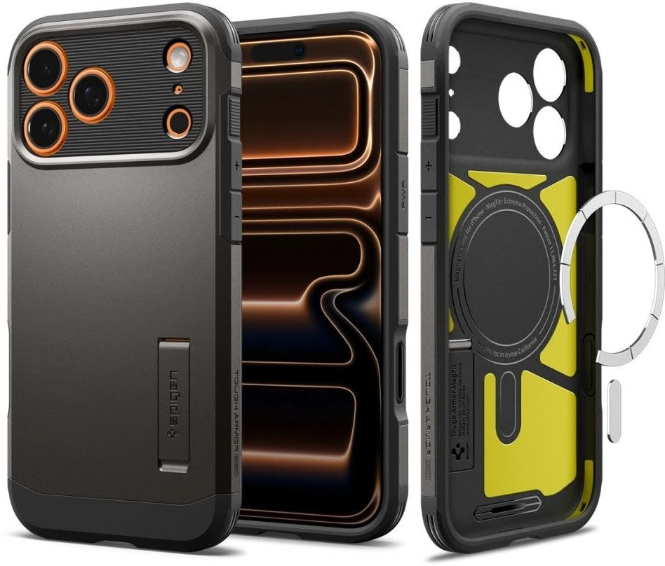 Spigen Tough Armor "T" MagSafe dėklas skirtas Apple iPhone 17 Pro – pilkos spalvos