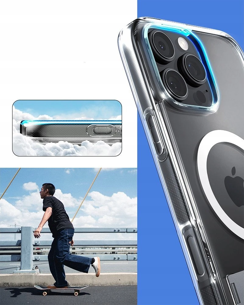 Dėklas Spigen Caseology Capella MagSafe Kickstand, clear baltas sidabrinis - iPhone 16 Pro Max