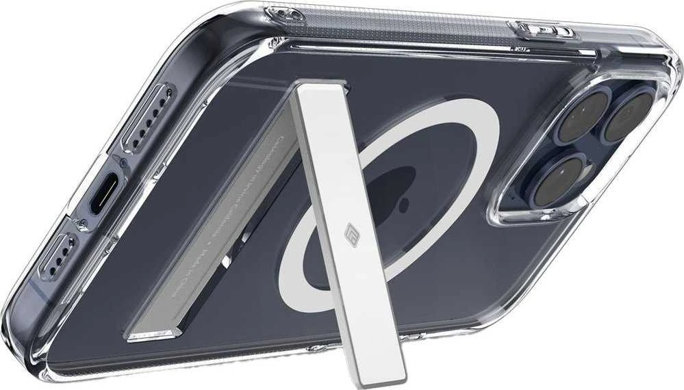 Dėklas Spigen Caseology Capella MagSafe stovas, skaidrus baltas - iPhone 15 Pro