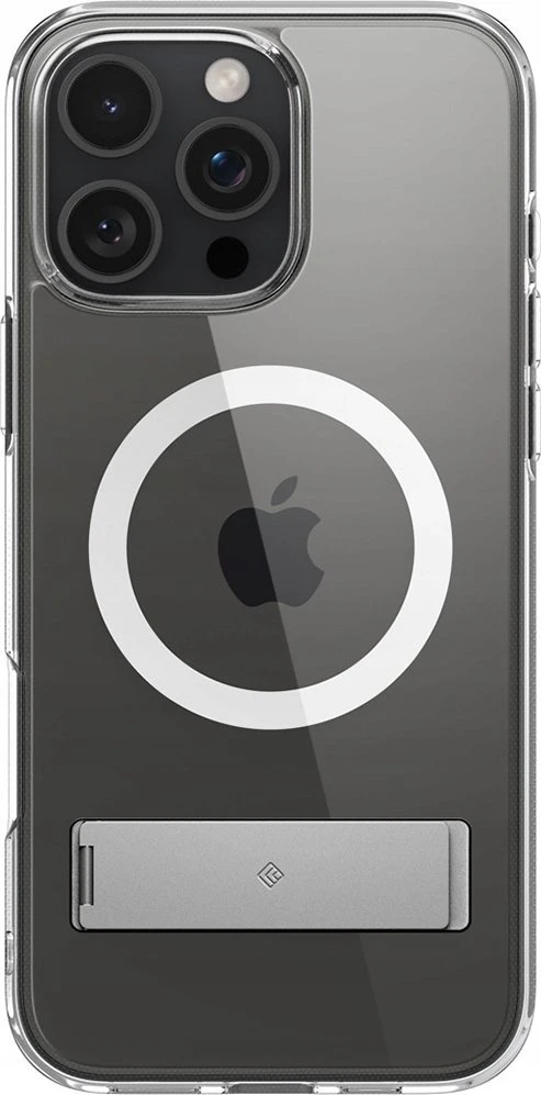 Dėklas Spigen Caseology Capella MagSafe Kickstand, clear baltas sidabrinis - iPhone 16 Pro Max