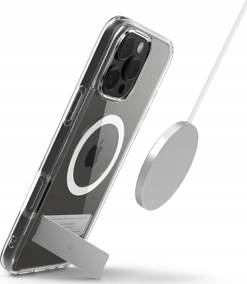 Dėklas Spigen Caseology Capella MagSafe Kickstand, clear baltas sidabrinis - iPhone 16 Pro Max