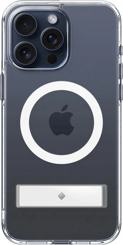 Dėklas Spigen Caseology Capella su MagSafe atrama, skaidri balta - iPhone 15 Pro