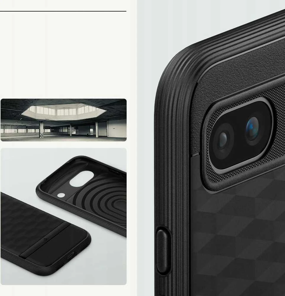 Dėklas Spigen Kazeologijos paralaksas, matinis juodas - „Google Pixel 8a“
