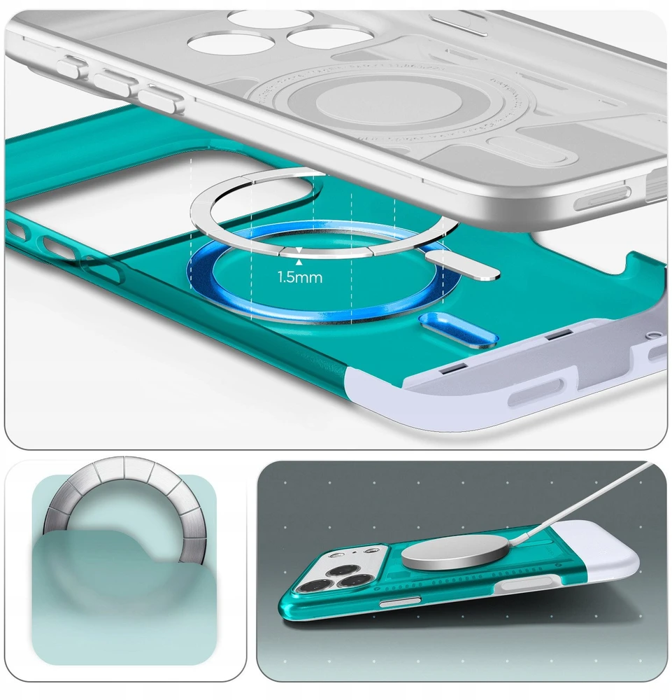 Dėklas „Spigen Classic C1 MagSafe“, bondi mėlyna – „iPhone 17 Pro Max“