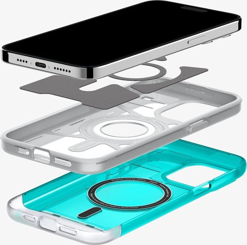 Dėklas Spigen Klasikinis C1 MagSafe, bondi mėlyna - iPhone 15 Pro