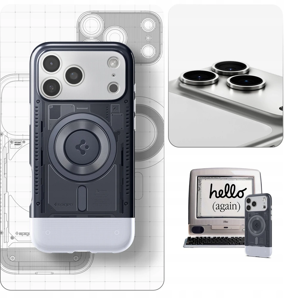 Dėklas Spigen Classic C1 MagSafe, grafito spalvos - iPhone 17 Pro Max